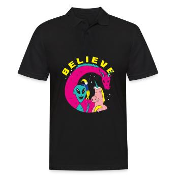 Lustiges Alien Außerirdische Geschenk - Männer Poloshirt - Schwarz - Vorne - Kai (181cm)