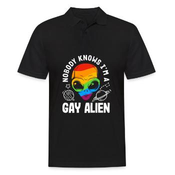 Lustiges Alien Außerirdische Geschenk - Männer Poloshirt - Schwarz - Vorne - Kai (181cm)