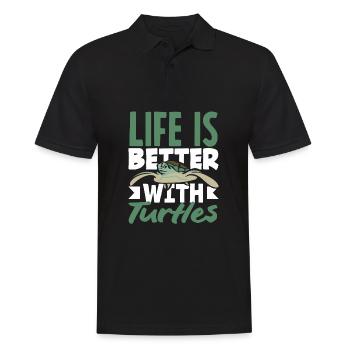 Tortue Tortue Mer Cadeau - Polo Homme - noir - Devant - Kai (181cm)