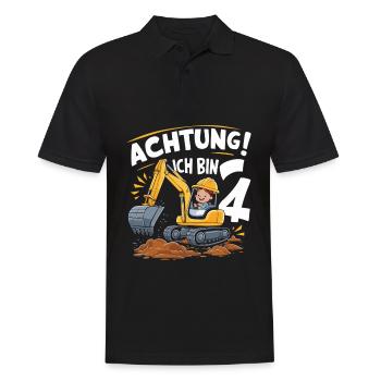 4ème anniversaire garçon 4 ans excavatrice chantier - Polo Homme - noir - Devant - Kai (181cm)