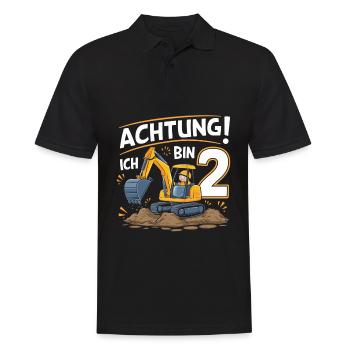 2. Geburtstag Junge 2 Jahre Bagger Baustelle - Männer Poloshirt - Schwarz - Vorne - Kai (181cm)