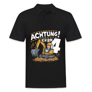 4ème anniversaire garçon 4 ans excavatrice chantier - Polo Homme - noir - Devant - Kai (181cm)