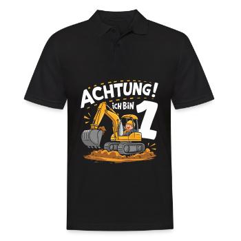 1er anniversaire garçon 1 an chantier de construction d’excavatrice - Polo Homme - noir - Devant - Kai (181cm)