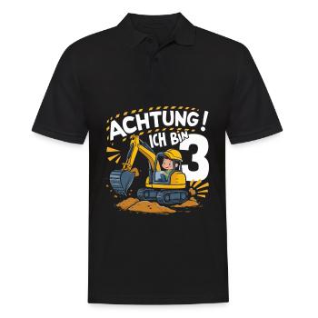 3ème anniversaire garçon 3 ans chantier de construction d’excavatrice - Polo Homme - noir - Devant - Kai (181cm)