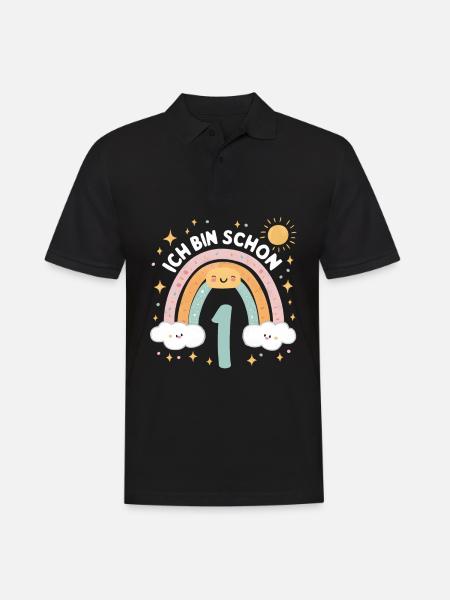 1st Birthday Shirt Rainbow Cloud - Men's Polo Shirt - black