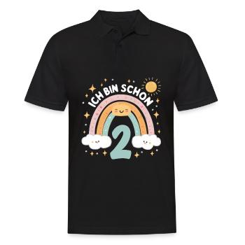 2nd Birthday Shirt Rainbow Cloud - Men's Polo Shirt - black - Front - Kai (181cm)
