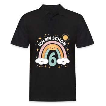 Chemise 6ème anniversaire Nuage Arc-en-ciel - Polo Homme - noir - Devant - Kai (181cm)