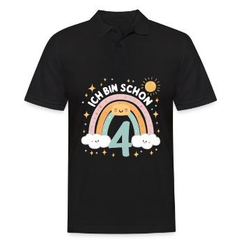 4th Birthday Shirt Rainbow Cloud - Men's Polo Shirt - black - Front - Kai (181cm)