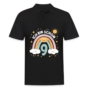 9th Birthday Shirt Rainbow Cloud - Men's Polo Shirt - black - Front - Kai (181cm)