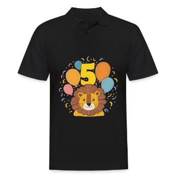 5ème anniversaire Leo Fête d’anniversaire des enfants - Polo Homme - noir - Devant - Kai (181cm)