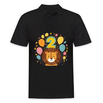 2ème anniversaire Leo Fête d’anniversaire des enfants - Polo Homme - noir - Devant - Kai (181cm)