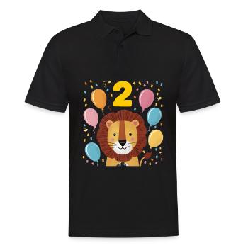 2ème anniversaire Leo Fête d’anniversaire des enfants - Polo Homme - noir - Devant - Kai (181cm)