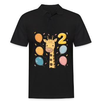 Fête d’anniversaire des enfants girafe 2e anniversaire - Polo Homme - noir - Devant - Kai (181cm)