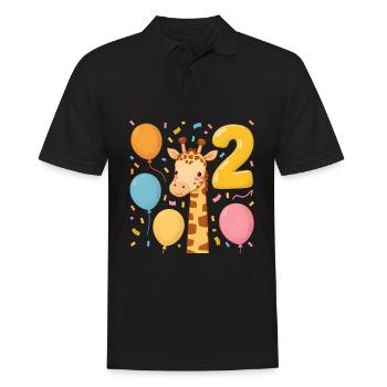 Fête d’anniversaire des enfants girafe 2e anniversaire - Polo Homme - noir - Devant - Kai (181cm)