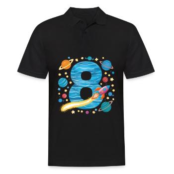 8th Birthday Boys 8 Years Planet Birthday - Men's Polo Shirt - black - Front - Kai (181cm)