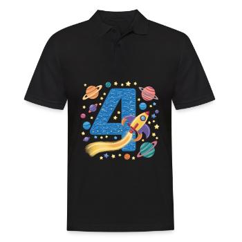4th Birthday Boys 4 Years Planet Birthday - Men's Polo Shirt - black - Front - Kai (181cm)
