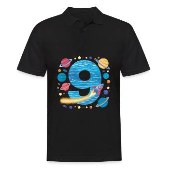 9th Birthday Boys 9 Years Planet Birthday - Men's Polo Shirt - black - Front - Kai (181cm)