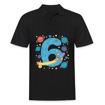 6th Birthday Boys 6 Years Planet Birthday - Men's Polo Shirt - black - Front - Kai (181cm)