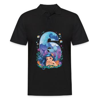 6ème anniversaire fille 6 ans sirène fête - Polo Homme - noir - Devant - Kai (181cm)