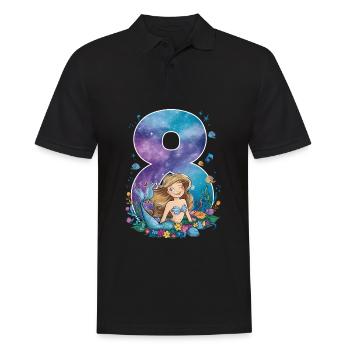 8ème anniversaire fille 8 ans sirène fête - Polo Homme - noir - Devant - Kai (181cm)
