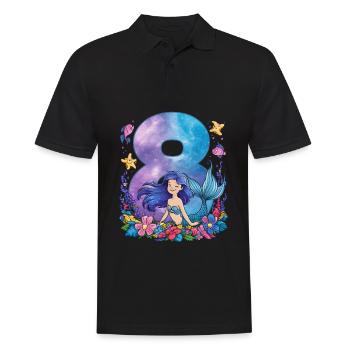 8ème anniversaire fille 8 ans sirène fête - Polo Homme - noir - Devant - Kai (181cm)