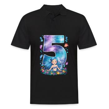 5. Geburtstag Mädchen 5 Jahre Meerjungfrau Party - Männer Poloshirt - Schwarz - Vorne - Kai (181cm)