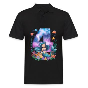 4ème anniversaire fille 4 ans sirène fête - Polo Homme - noir - Devant - Kai (181cm)