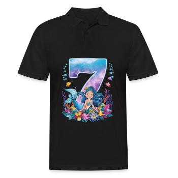 7ème anniversaire fille 7 ans sirène fête - Polo Homme - noir - Devant - Kai (181cm)