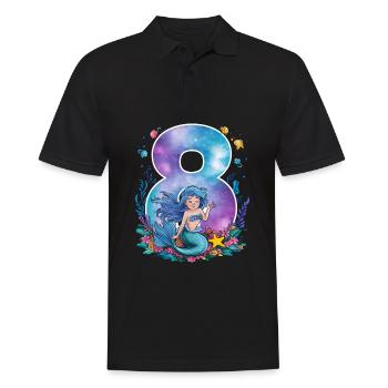 8ème anniversaire fille 8 ans sirène fête - Polo Homme - noir - Devant - Kai (181cm)