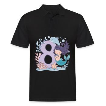 8ème anniversaire fille 8 ans sirène fête - Polo Homme - noir - Devant - Kai (181cm)