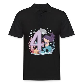 4ème anniversaire fille 4 ans sirène fête - Polo Homme - noir - Devant - Kai (181cm)