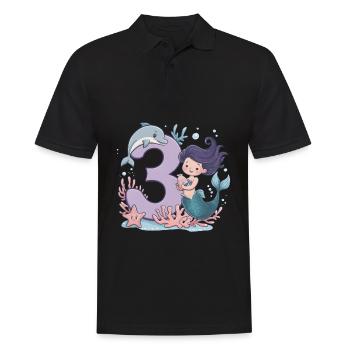 3. Geburtstag Mädchen 3 Jahre Meerjungfrau Party - Männer Poloshirt - Schwarz - Vorne - Kai (181cm)