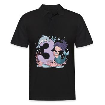 3. Geburtstag Mädchen 3 Jahre Meerjungfrau Party - Männer Poloshirt - Schwarz - Vorne - Kai (181cm)
