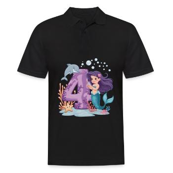 4ème anniversaire fille 4 ans sirène fête - Polo Homme - noir - Devant - Kai (181cm)