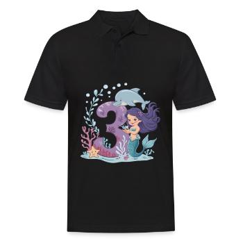 3ème anniversaire fille 3 ans sirène fête - Polo Homme - noir - Devant - Kai (181cm)