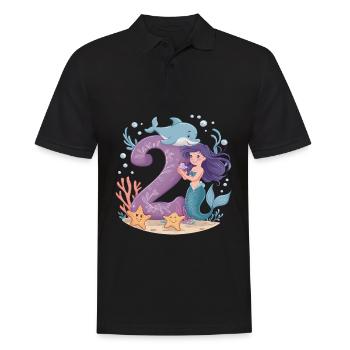 2ème anniversaire fille 2 ans sirène fête - Polo Homme - noir - Devant - Kai (181cm)
