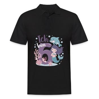 6ème anniversaire fille 6 ans sirène fête - Polo Homme - noir - Devant - Kai (181cm)