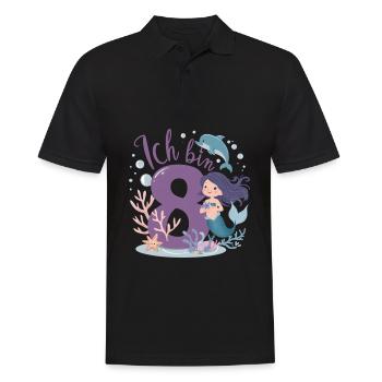 8ème anniversaire fille 8 ans sirène fête - Polo Homme - noir - Devant - Kai (181cm)