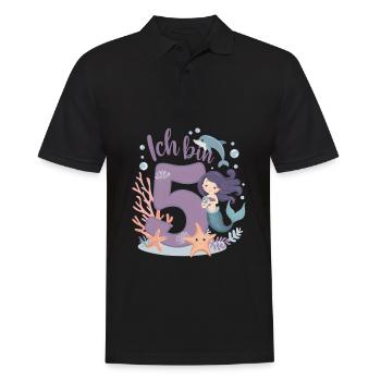 5. Geburtstag Mädchen 5 Jahre Meerjungfrau Party - Männer Poloshirt - Schwarz - Vorne - Kai (181cm)