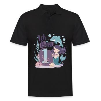 1er anniversaire fille 1 an sirène fête - Polo Homme - noir - Devant - Kai (181cm)