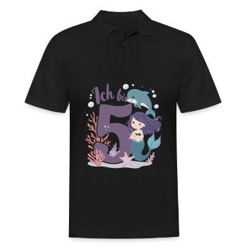 5ème anniversaire fille 5 ans sirène fête - Polo Homme - noir - Devant - Kai (181cm)