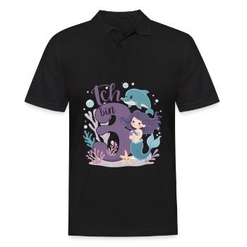 3. Geburtstag Mädchen 3 Jahre Meerjungfrau Party - Männer Poloshirt - Schwarz - Vorne - Kai (181cm)