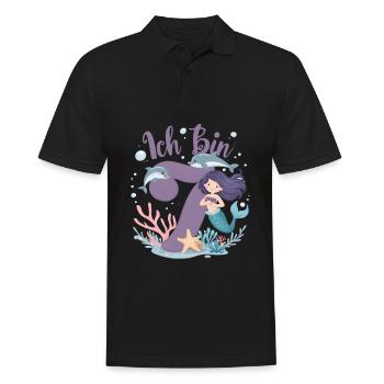 7ème anniversaire fille 7 ans sirène fête - Polo Homme - noir - Devant - Kai (181cm)