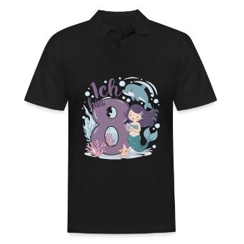 8ème anniversaire fille 8 ans sirène fête - Polo Homme - noir - Devant - Kai (181cm)