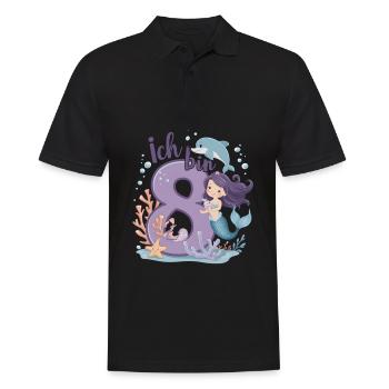 8ème anniversaire fille 8 ans sirène fête - Polo Homme - noir - Devant - Kai (181cm)