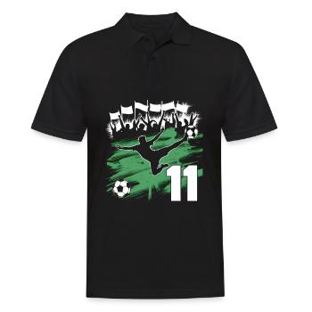 11e anniversaire 11 ans de football Joueur de football - Polo Homme - noir - Devant - Kai (181cm)