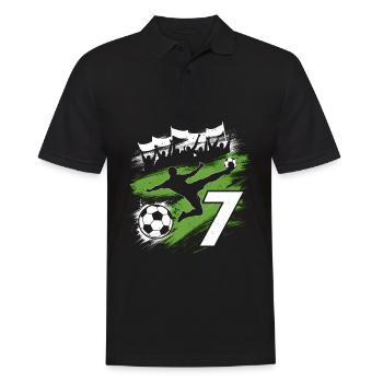 7. Geburtstag 7 Jahre Fußball Fußballspieler - Männer Poloshirt - Schwarz - Vorne - Kai (181cm)