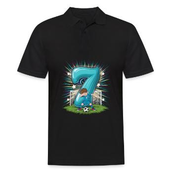 7. Geburtstag 7 Jahre Fußball Fußballspieler - Männer Poloshirt - Schwarz - Vorne - Kai (181cm)