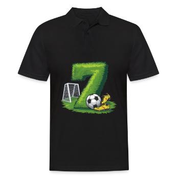 7. Geburtstag 7 Jahre Fußball Fußballspieler - Männer Poloshirt - Schwarz - Vorne - Kai (181cm)