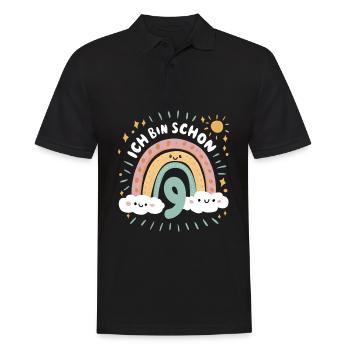 9th Birthday Shirt Rainbow Cloud - Men's Polo Shirt - black - Front - Kai (181cm)